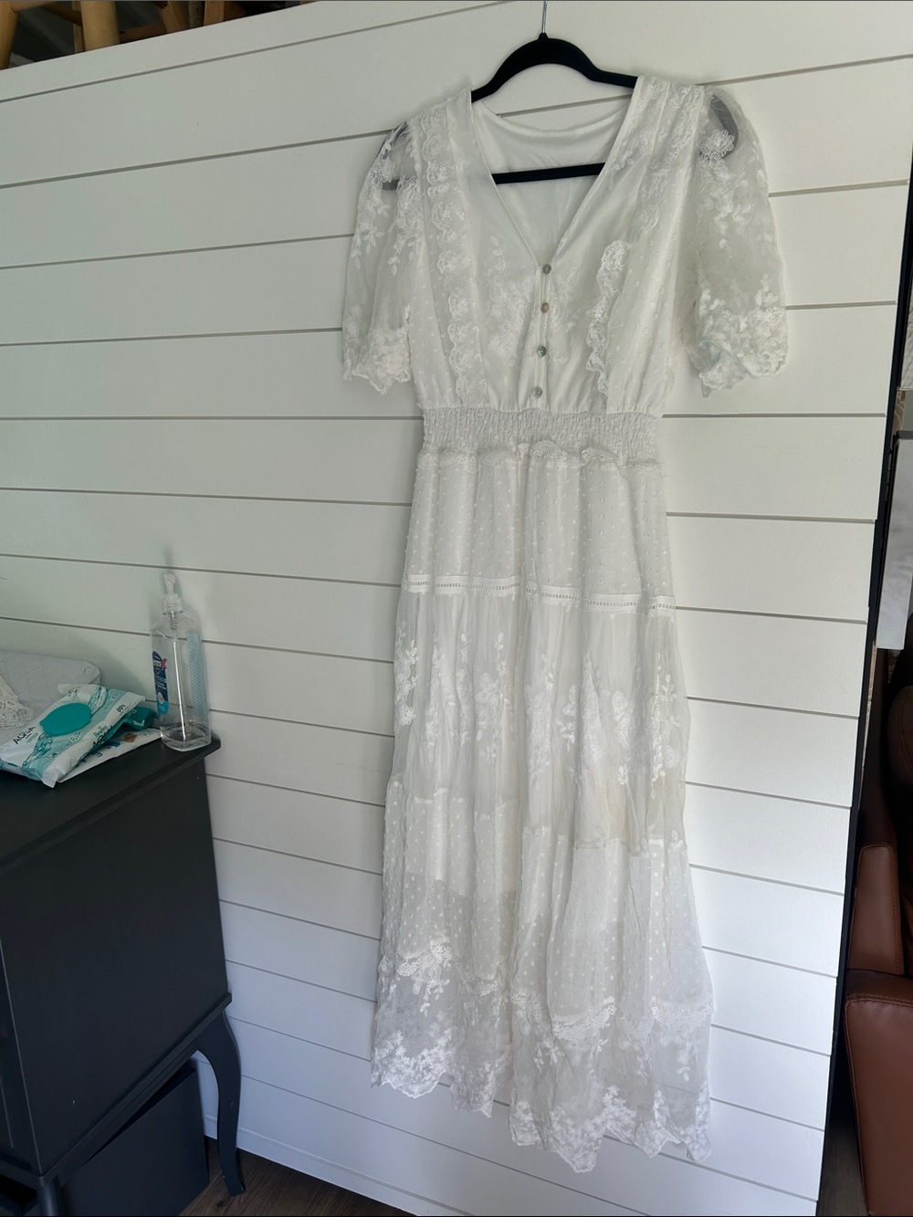 White Lace Tiered Maxi Dress